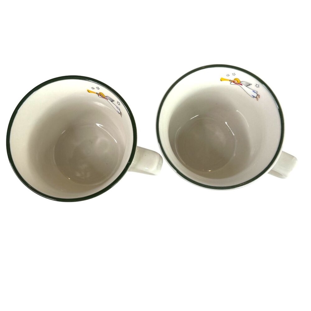 Pfaltzgraff Snow Village Mugs & Saucers Set Of 2 Christmas Angel Farm Barn VTG - Picture 9 of 13
